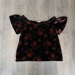 Ann Taylor LOFT Floral‎ Velvet Off The Shoulder Top Medium Petite NWT Whimsigoth